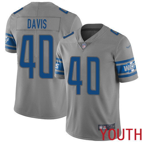 Detroit Lions Limited Gray Youth Jarrad Davis Jersey NFL Football #40 Inverted Legend